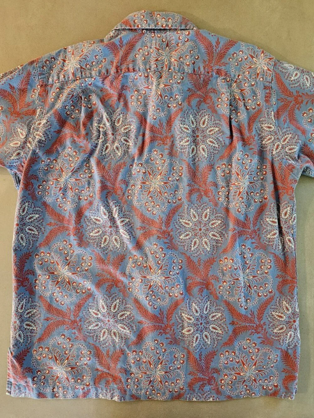 Polo Ralph Lauren Vintage Camp 100% Cotton Button Front Blue & Red Shirt Size M
